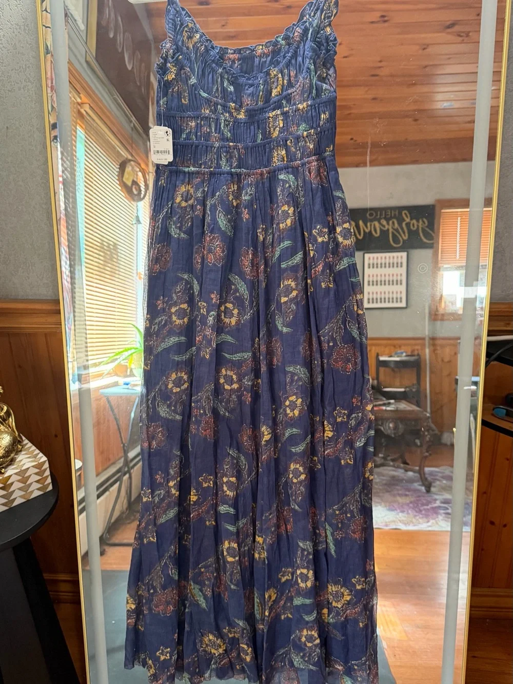 NWT Free People Navy Floral Maxi Sundress